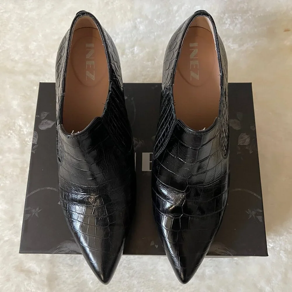 Inez Marisol 70 in Black Croco Emboss size 10.5 standard - Picture 3 of 12